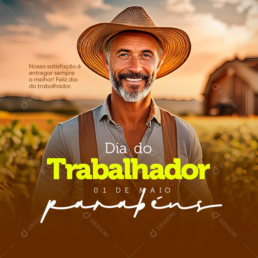 Dia do Trabalhador 01 de Maio Parabéns Social Media PSD Editável