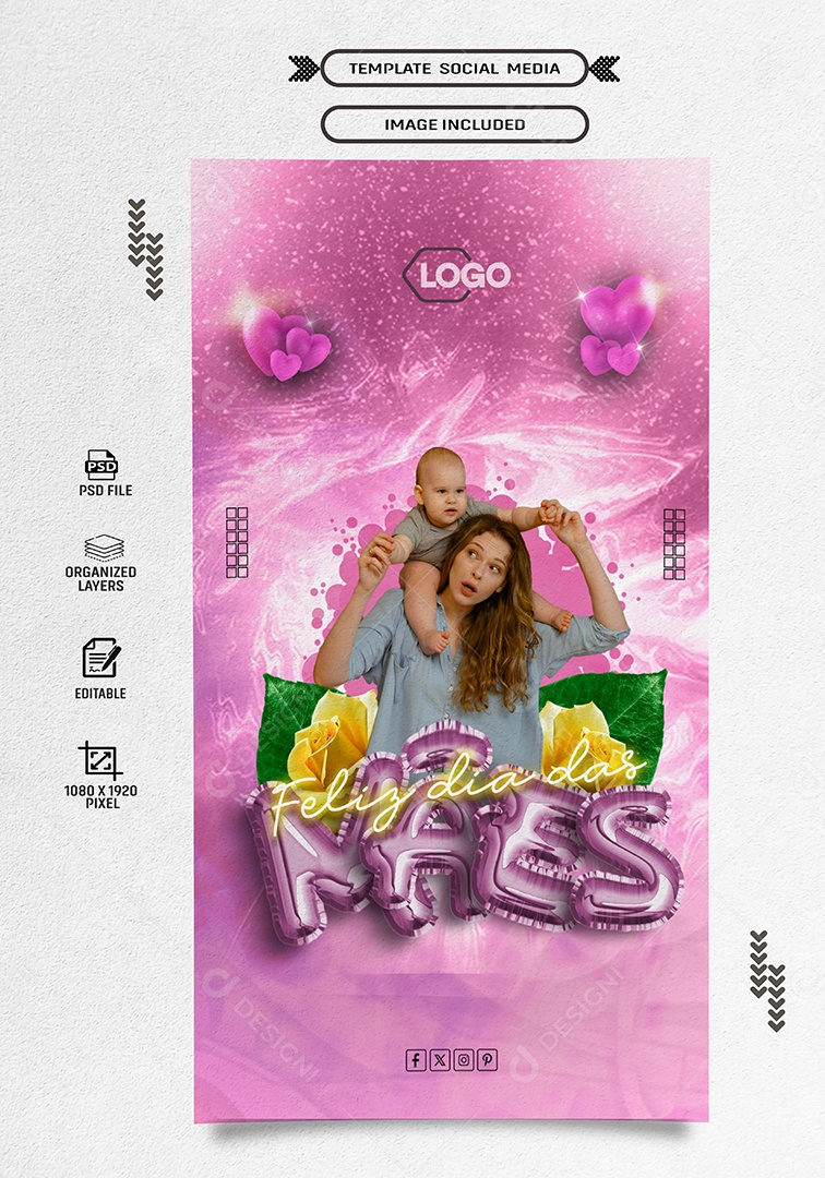 Story Dia das Mães 12 de Maio Social Media PSD Editável