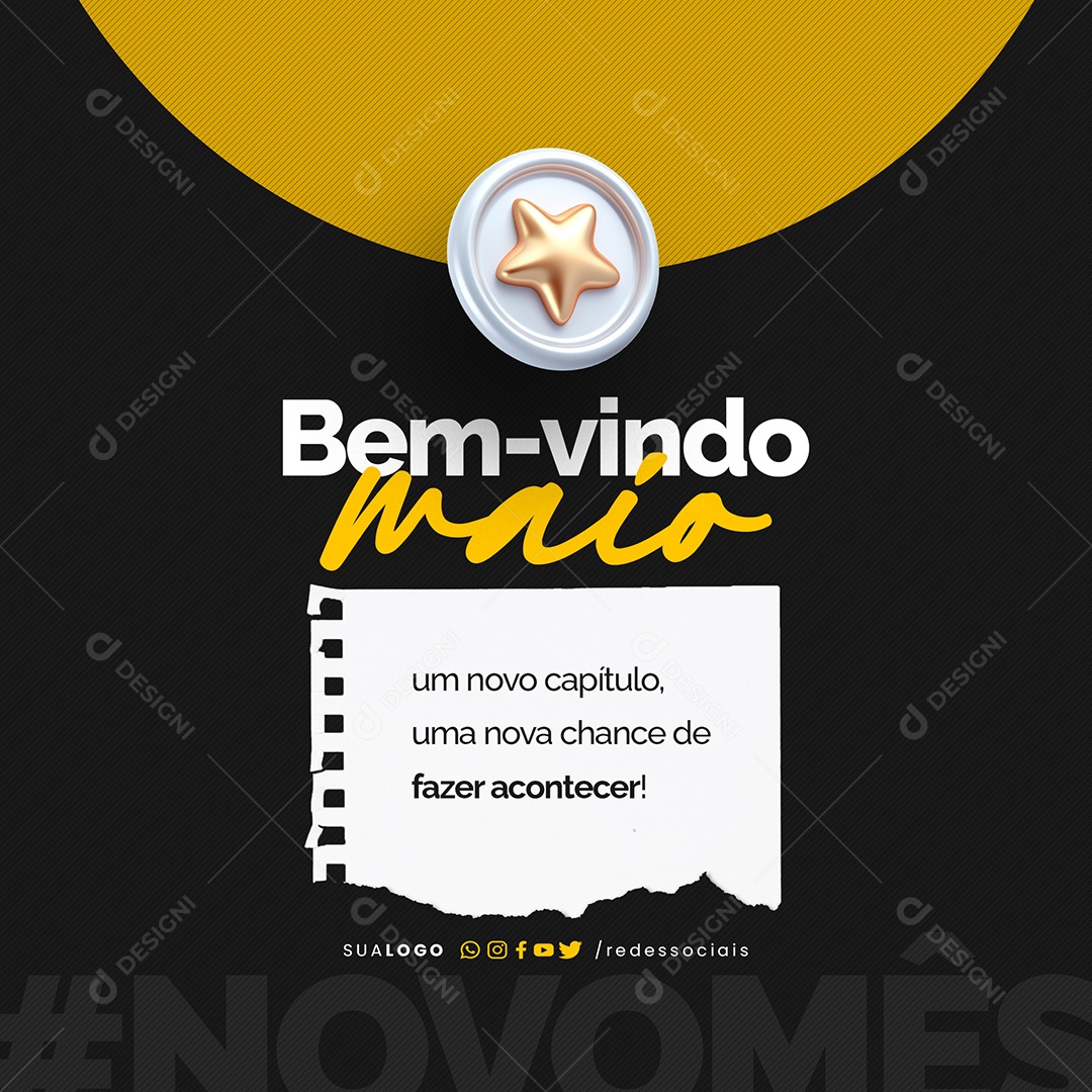 Bem Vindo Maio Fazer Acontecer Social Media PSD Editável