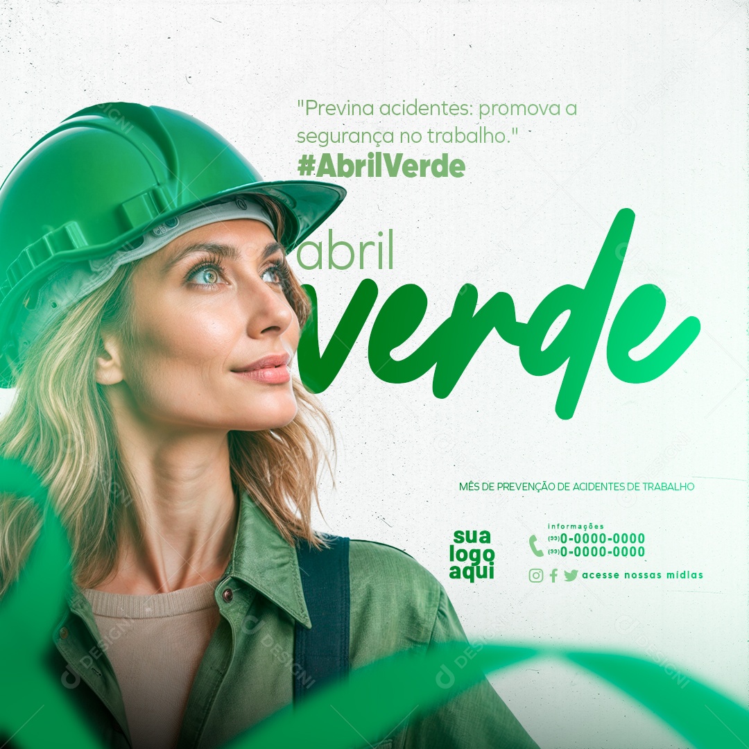 Abril Verde Promova a Segurança no Trabalho Social Media PSD Editável
