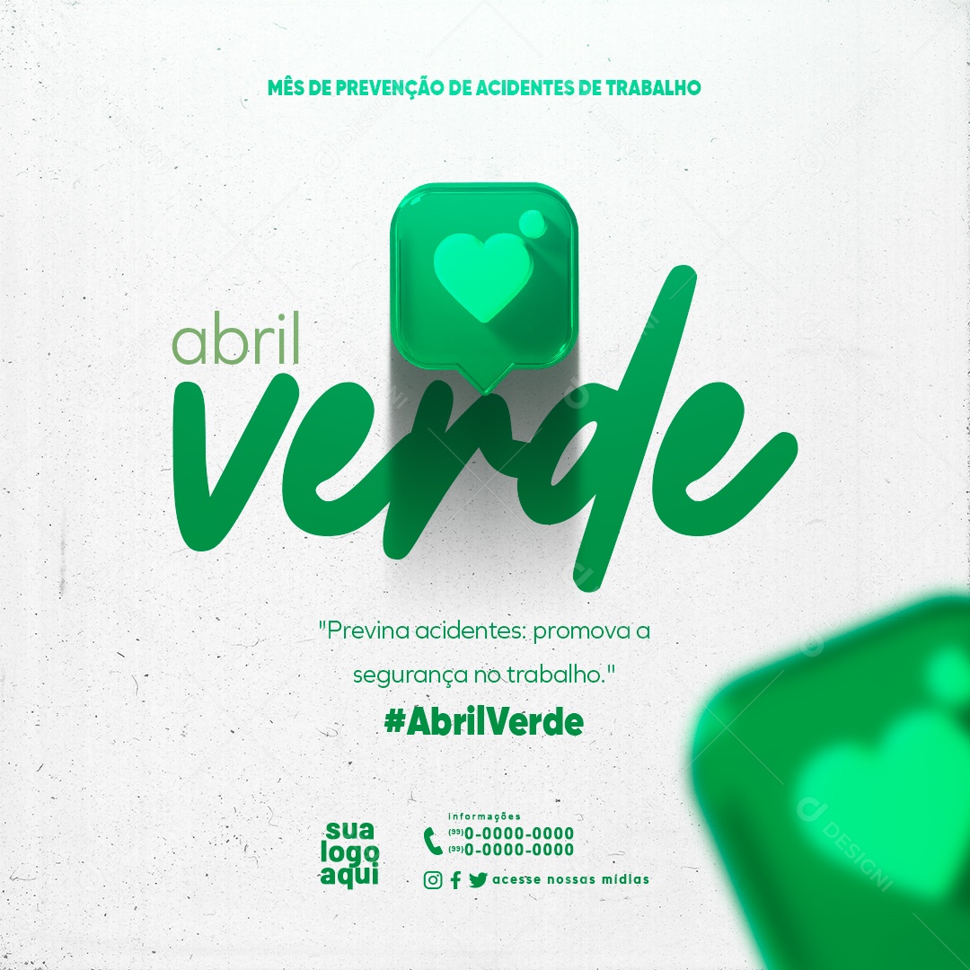 Abril Verde Mês de Prevenção de Acidentes de Trabalho Social Media PSD Editável