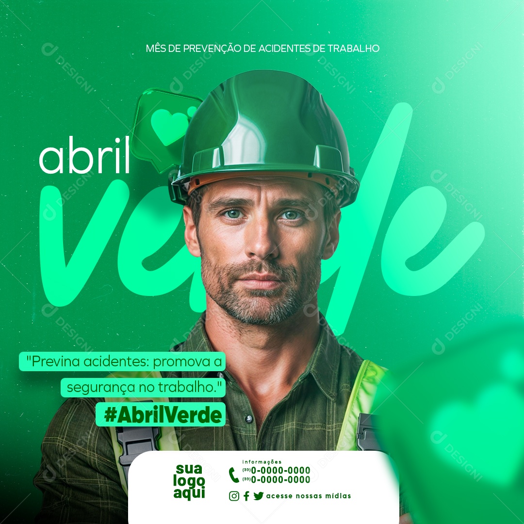 Abril Verde Promova a Segurança no Trabalho Social Media PSD Editável