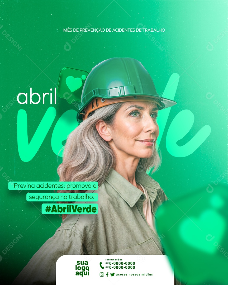 Abril Verde Promova a Segurança no Trabalho Social Media PSD Editável