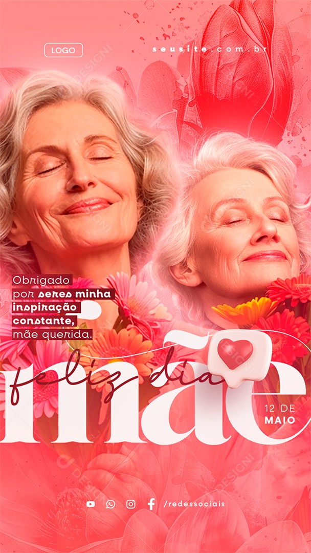 Story Dia Das Mães 12 de Maio Obrigado por Seres Minha Inspiração  Social Media PSD Editável