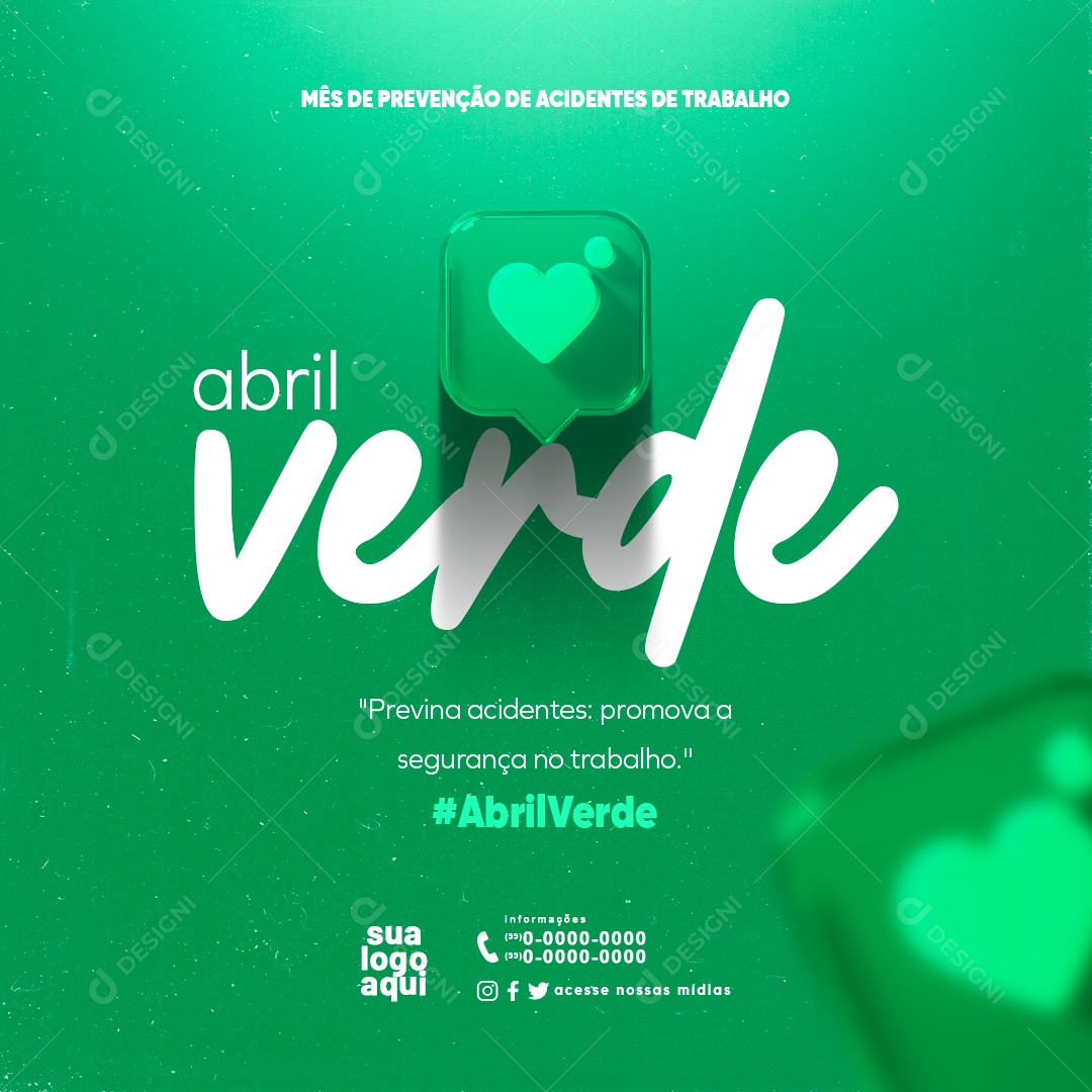 Abril Verde Previna Acidentes Promova a Segurança no Trabalho Social Media PSD Editável