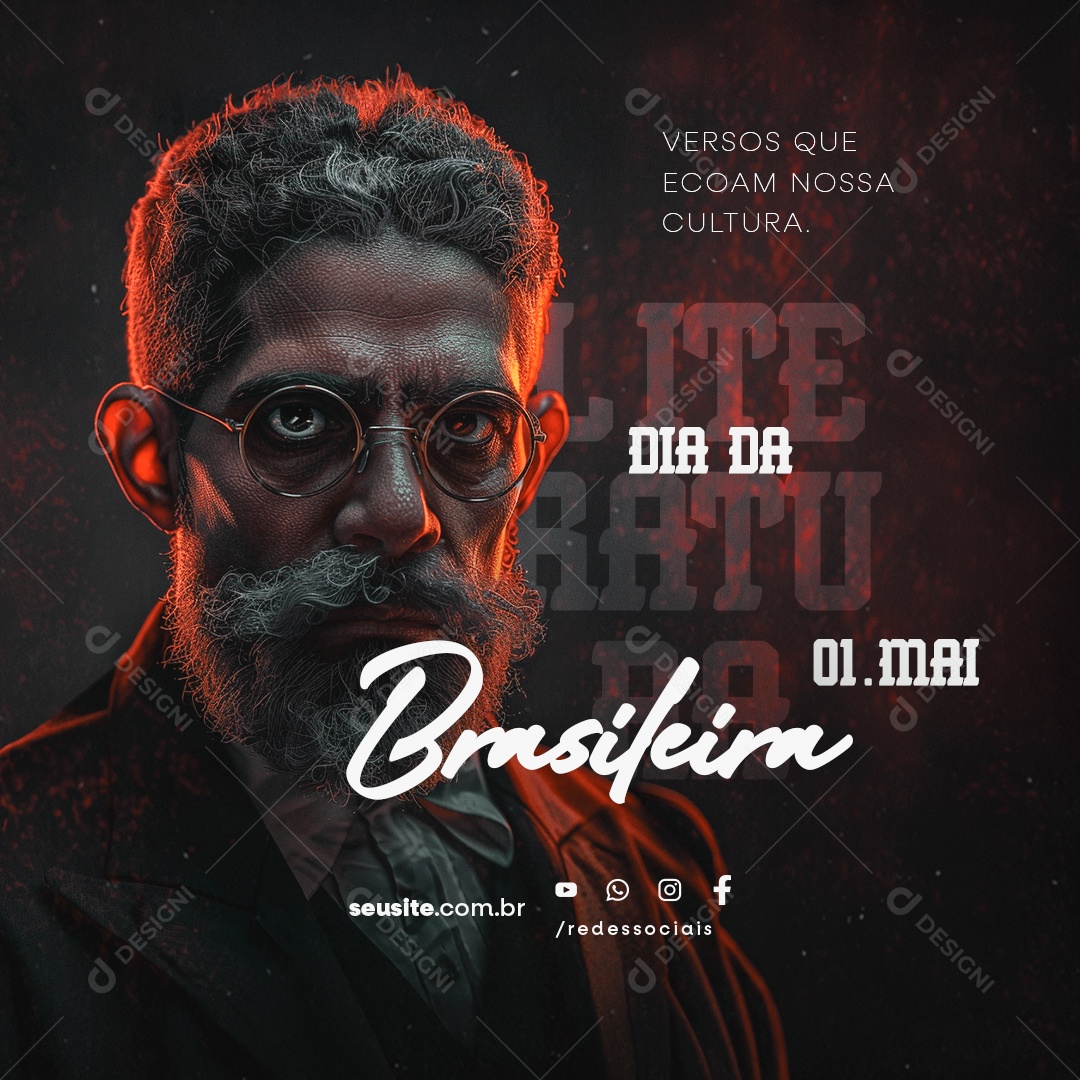 Dia Da Literatura Brasileira 01 de Maio Social Media PSD Editável