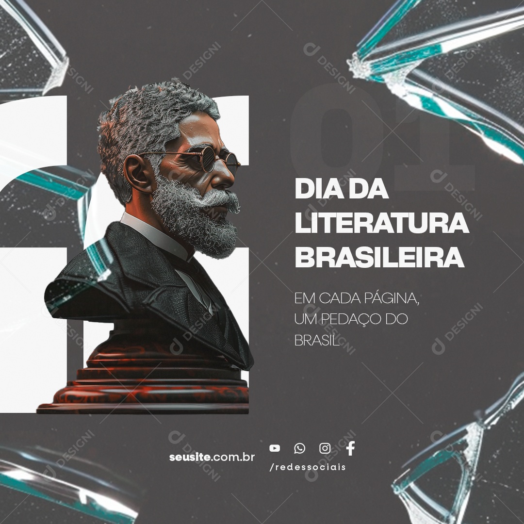 Dia Da Literatura Brasileira 01 de Maio Em Cada Página um Pedaço do Brasil Social Media PSD Editável