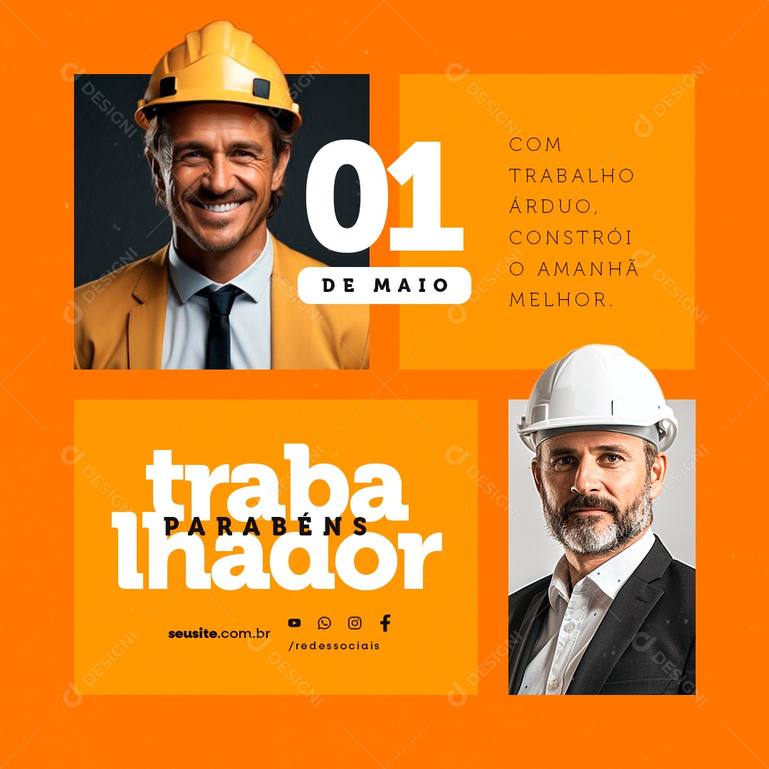 Dia Do Trabalhador 01 de Maio Com Trabalho Árduo Social Media PSD Editável