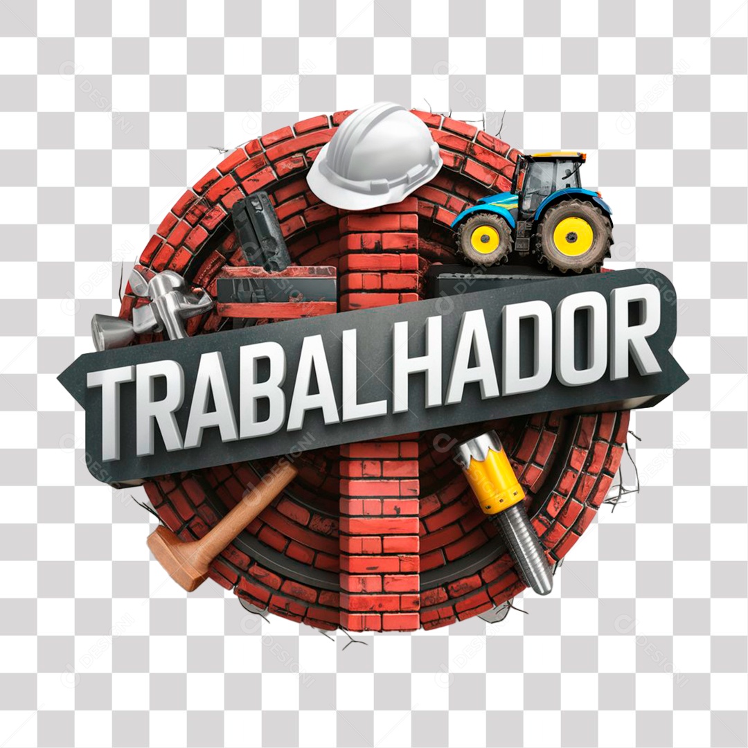 Trabalhador Selo 3D para Composição PNG Transparente