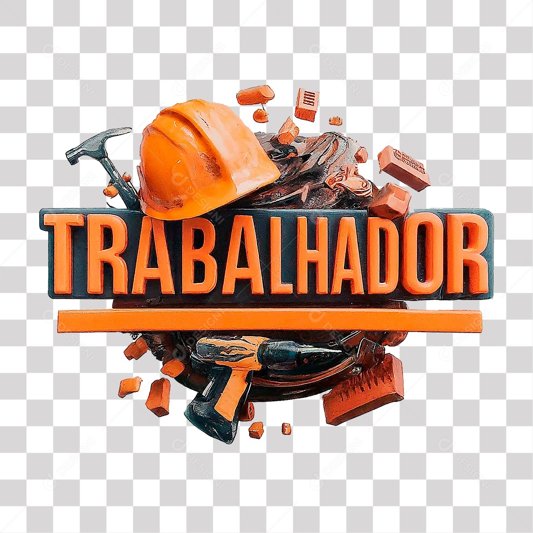 Trabalhador Selo 3D para Composição PNG Transparente
