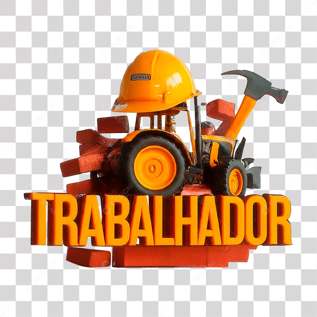 Trabalhador Massinha de Modelar Selo 3D para Composição PNG Transparente