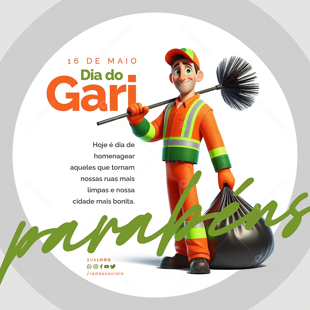 Dia do Gari Aqueles que Tornam Nossas Ruas Limpas Social Media PSD Editável