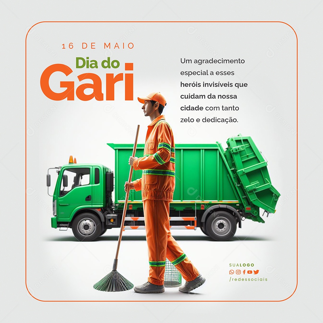 Dia do Gari Heróis Invisíveis Social Media PSD Editável