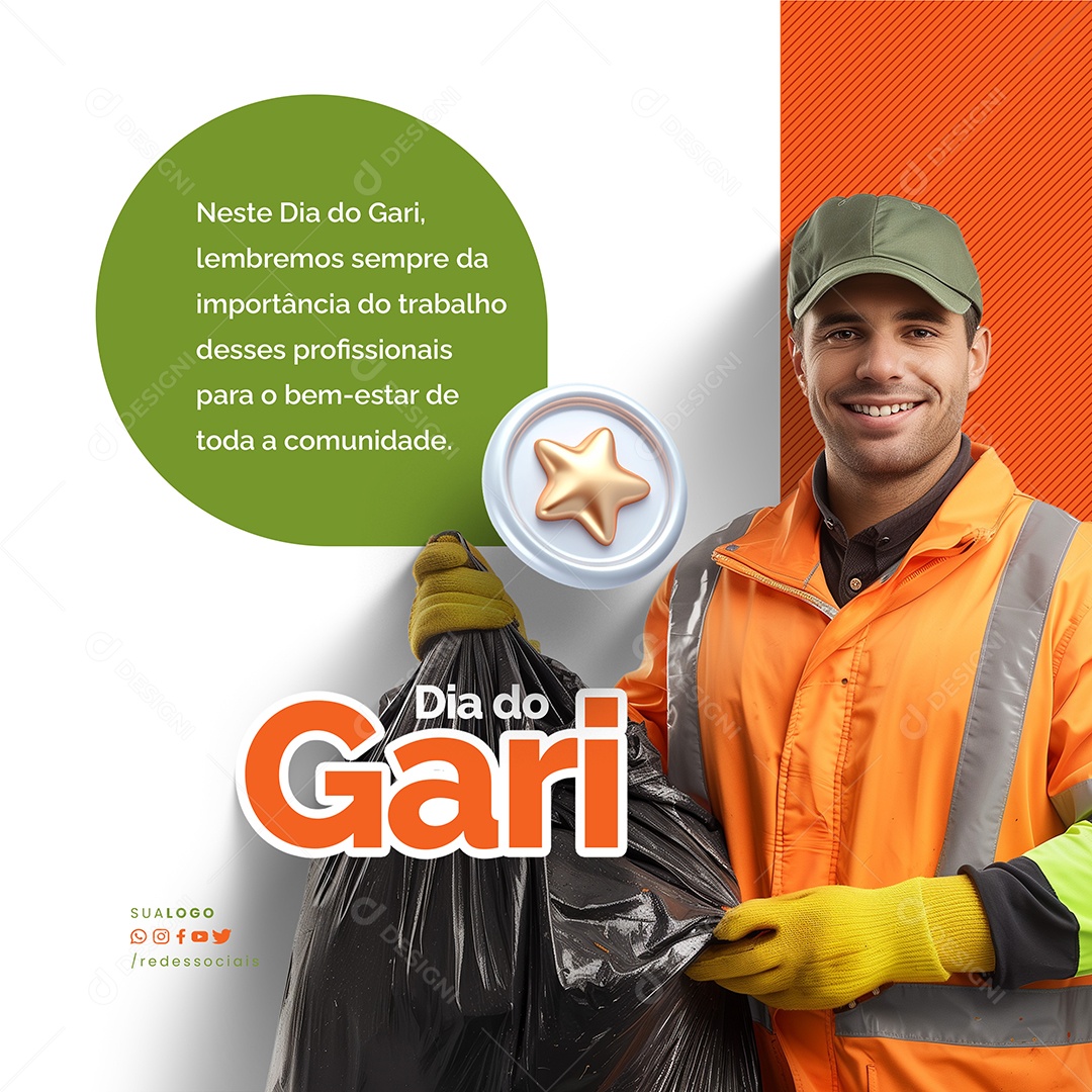 Dia do Gari Importante Para a Sociedade Social Media PSD Editável
