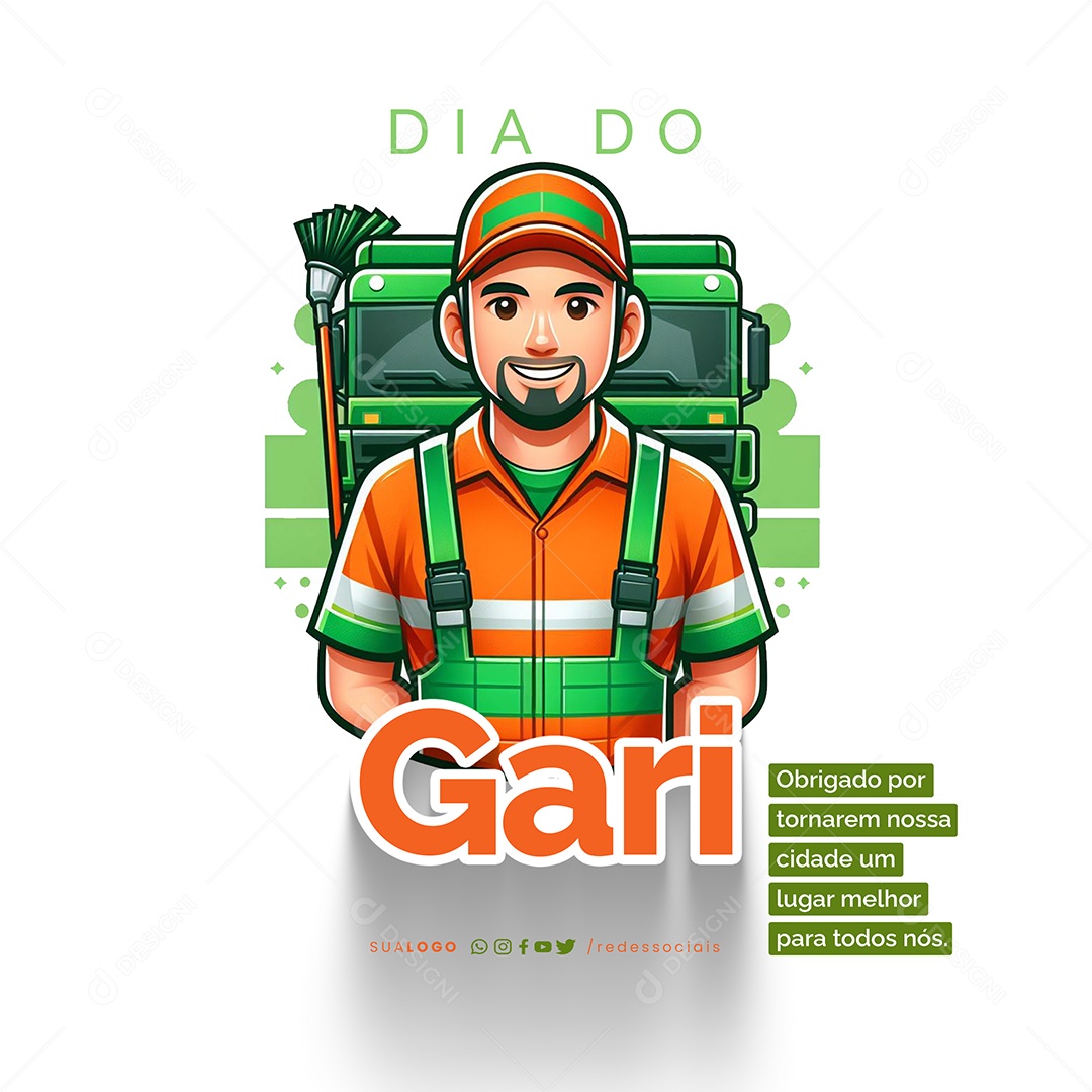 Dia do Gari Obrigado por Fazerem Nossa Cidade um Lugar Melhor Social Media PSD Editável