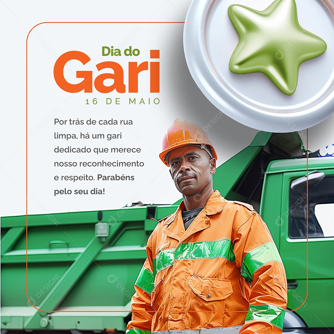 Dia do Gari Parabéns Pelo Seu Dia Social Media PSD Editável