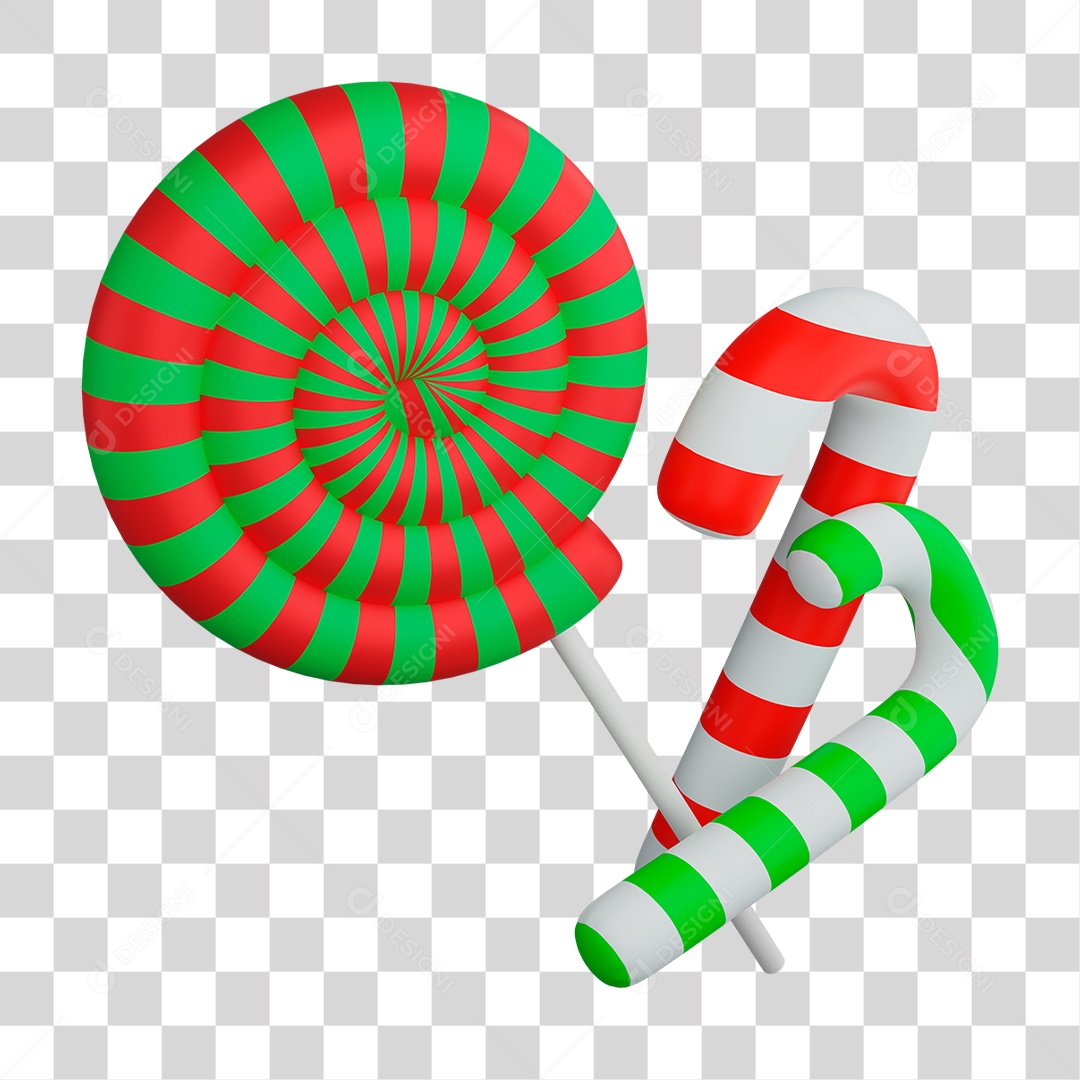 Bastão Doces de Natal PNG Transparente
