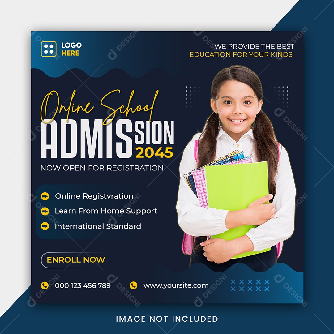 Escola de Admissão 2035 Online Social Media PSD Editável