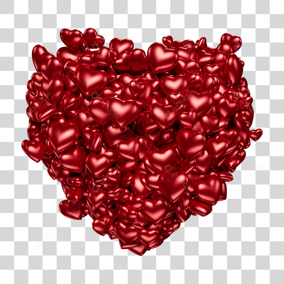 Elemento 3D Corações PNG Transparente