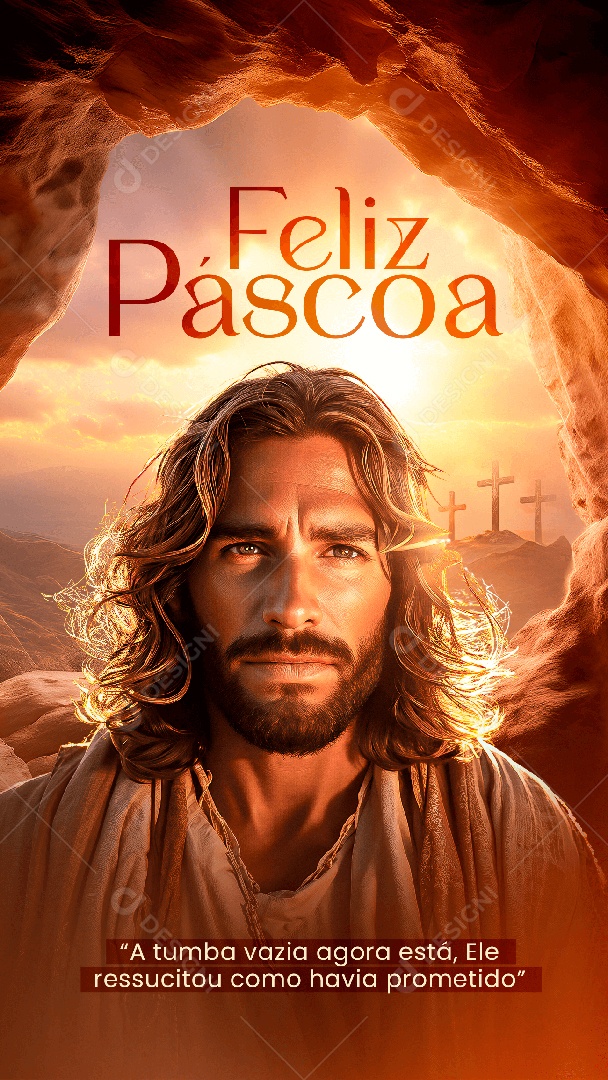 Story Social Media Feliz Páscoa A Tumba vazia agora está PSD Editável