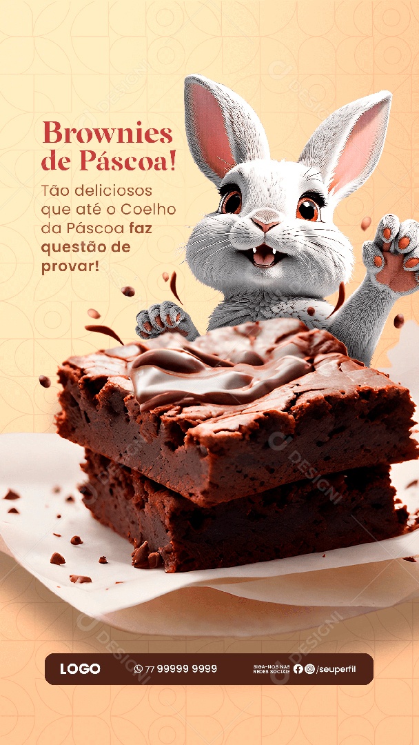 Story Doceria Brownies de Páscoa Social Media PSD Editável
