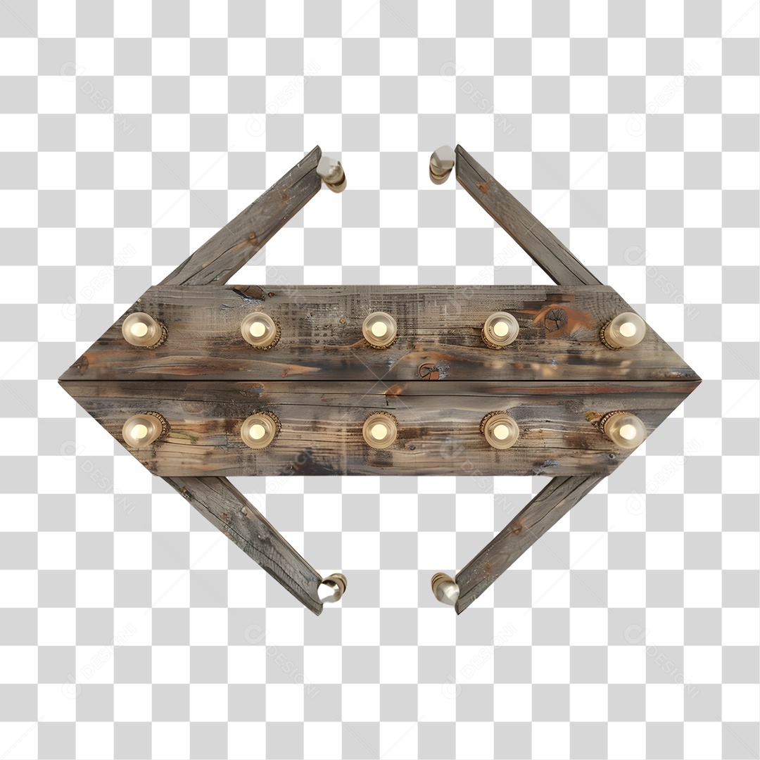 Seta de Madeira Rústica com Lâmpadas Elemento 3D PNG Transparente