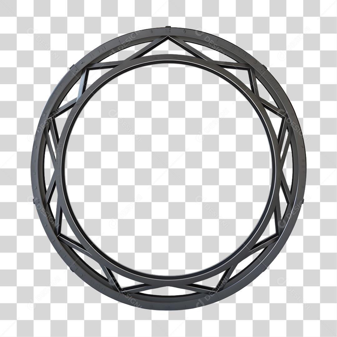 Estrutura de Ferro Redonda Elemento 3D para Composição PNG Transparente