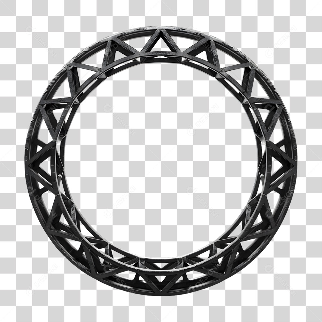 Estrutura de Ferro Redonda Elemento 3D para Composição PNG Transparente