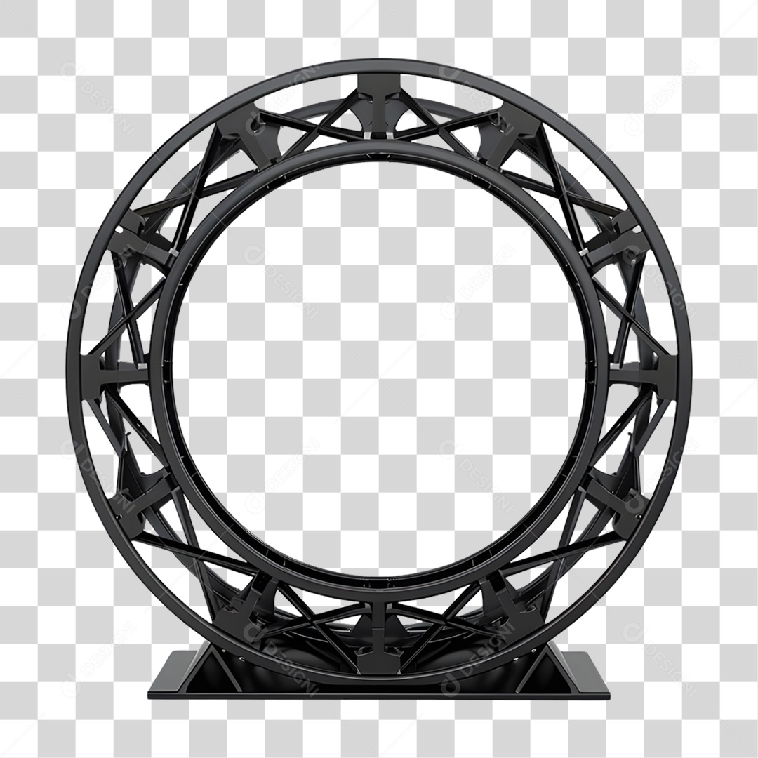 Estrutura de Ferro Redonda Elemento 3D para Composição PNG Transparente