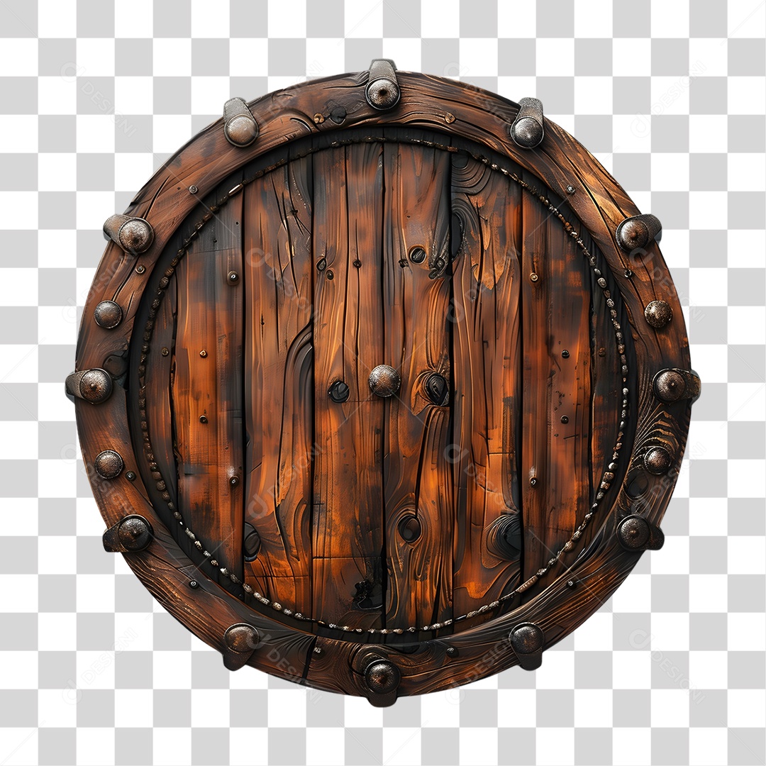 Base de Madeira Redonda Elemento 3D para Composição PNG Transparente