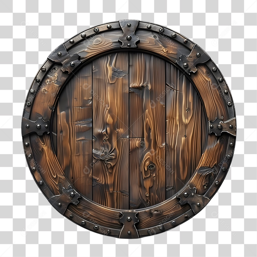 Base de Madeira Redonda Elemento 3D para Composição PNG Transparente