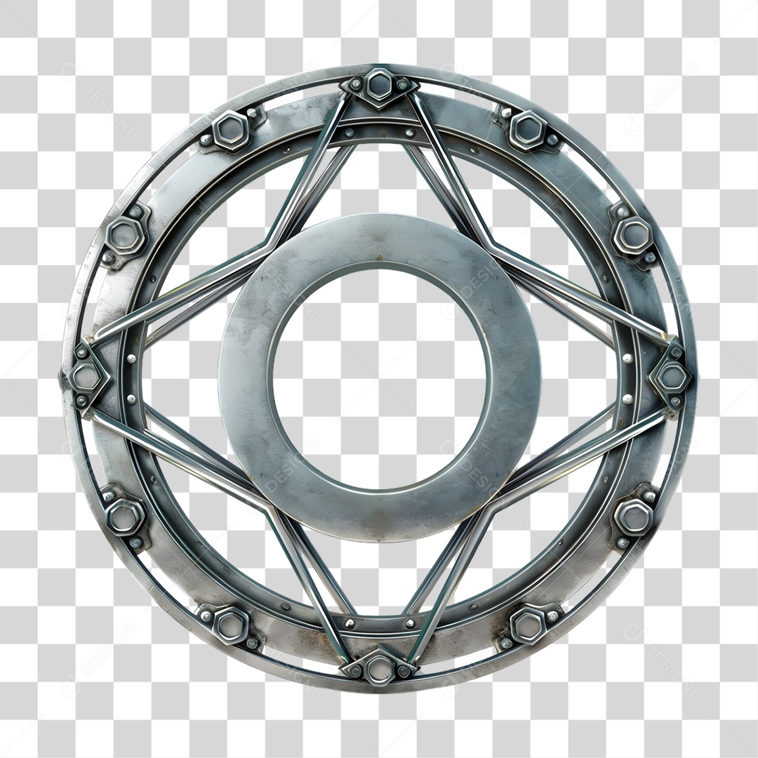 Estrutura de Ferro Redonda Elemento 3D para Composição PNG Transparente