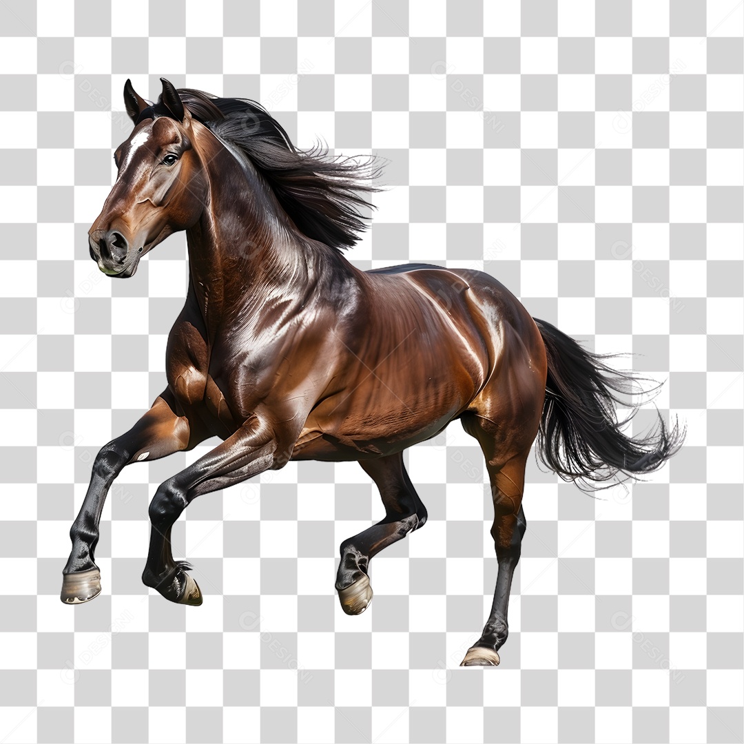 Cavalo de Vaquejada Correndo Elemento 3D para Composição PNG Transparente