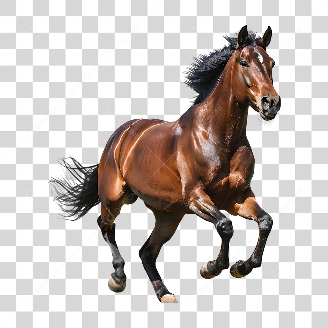 Cavalo de Vaquejada Correndo Elemento 3D para Composição PNG Transparente