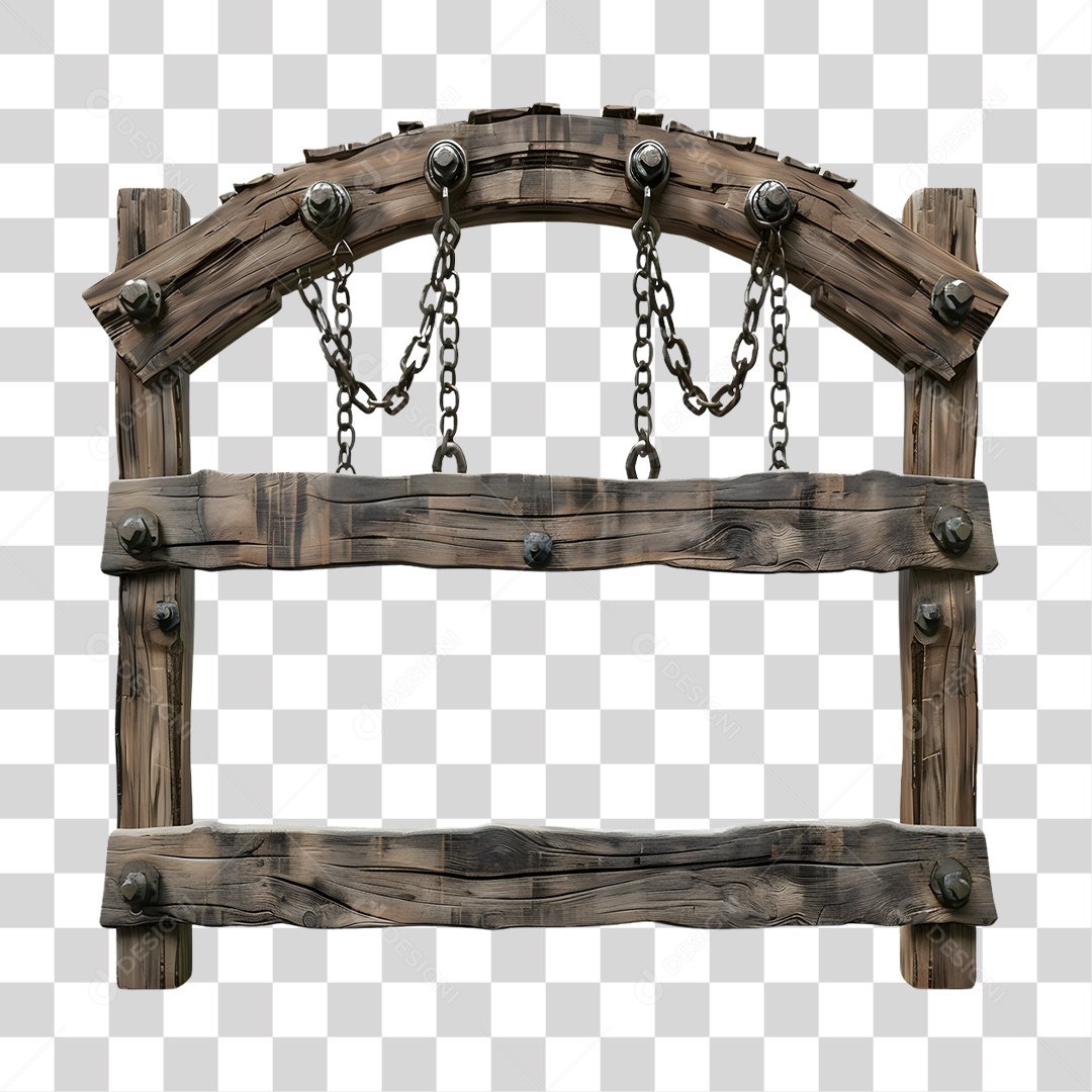 Placa de Madeira Elemento 3D para Composição PNG Transparente