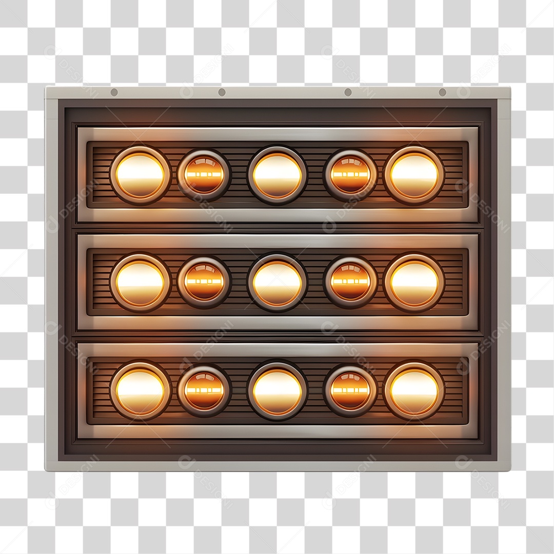 Painel com Luzes Elemento 3D Para Composição PNG Transparente