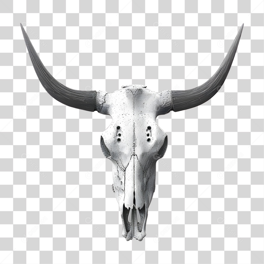 Caveira de Touro Elemento 3D para Composição PNG Transparente