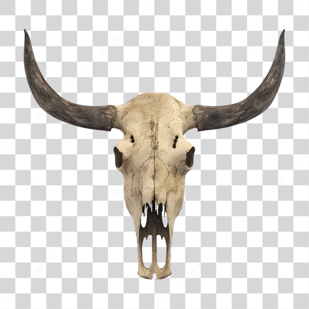 Caveira de Touro Elemento 3D para Composição PNG Transparente