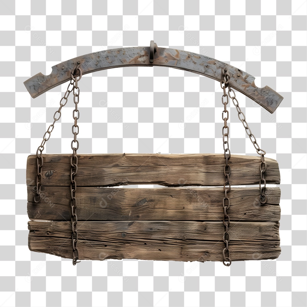 Placa de Madeira Elemento 3D para Composição PNG Transparente