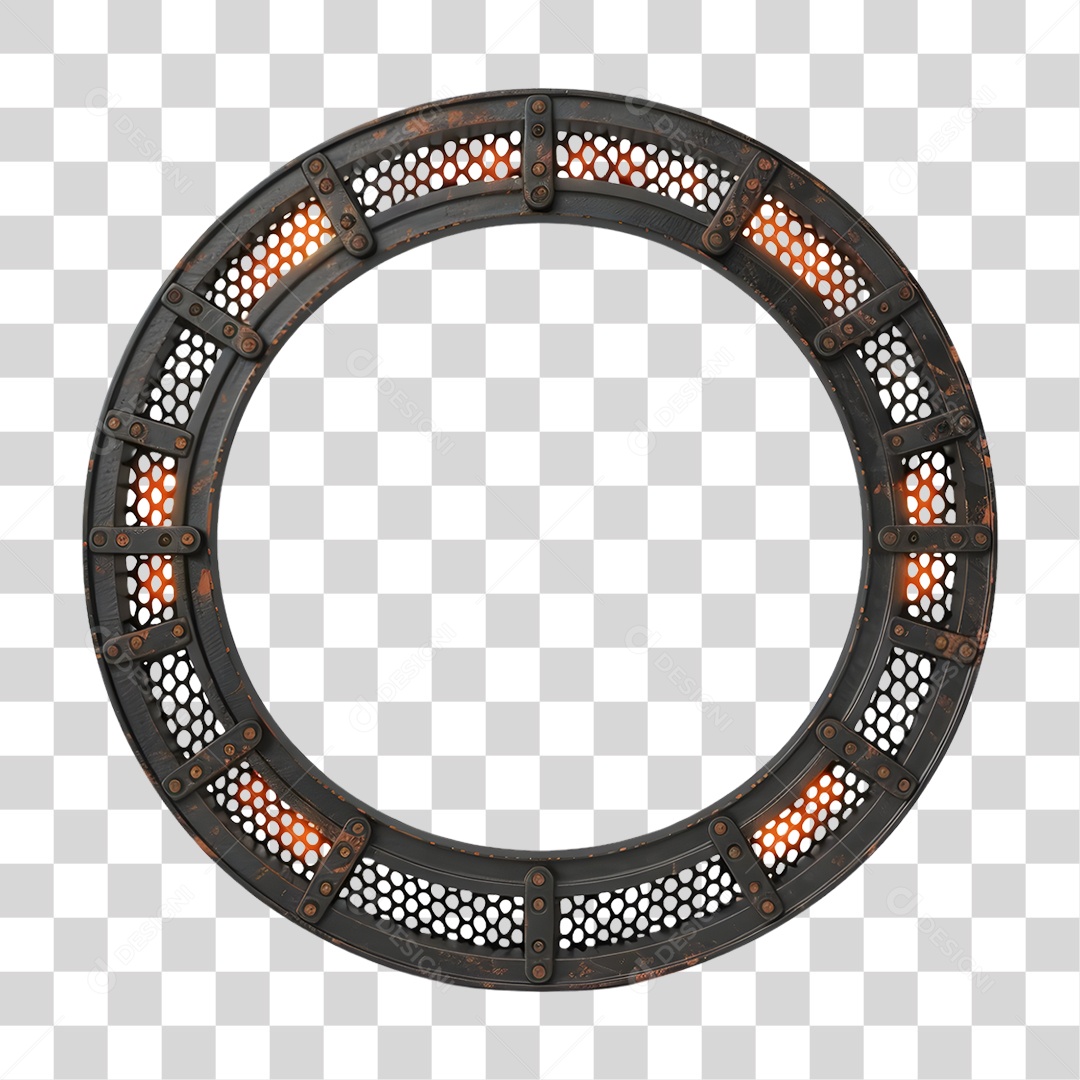 Estrutura de Ferro Redonda Elemento 3D para Composição PNG Transparente