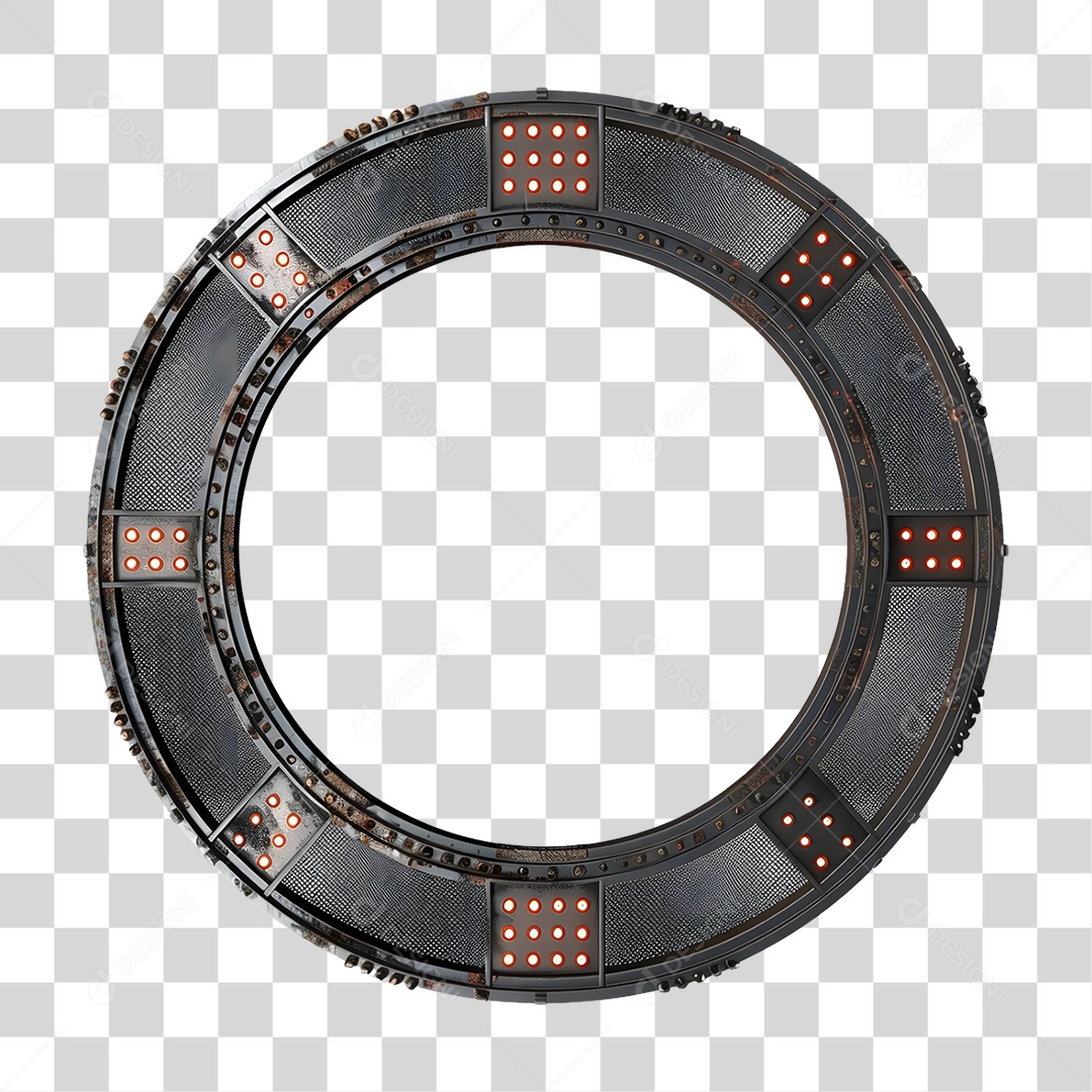 Estrutura de Ferro Redonda Elemento 3D para Composição PNG Transparente