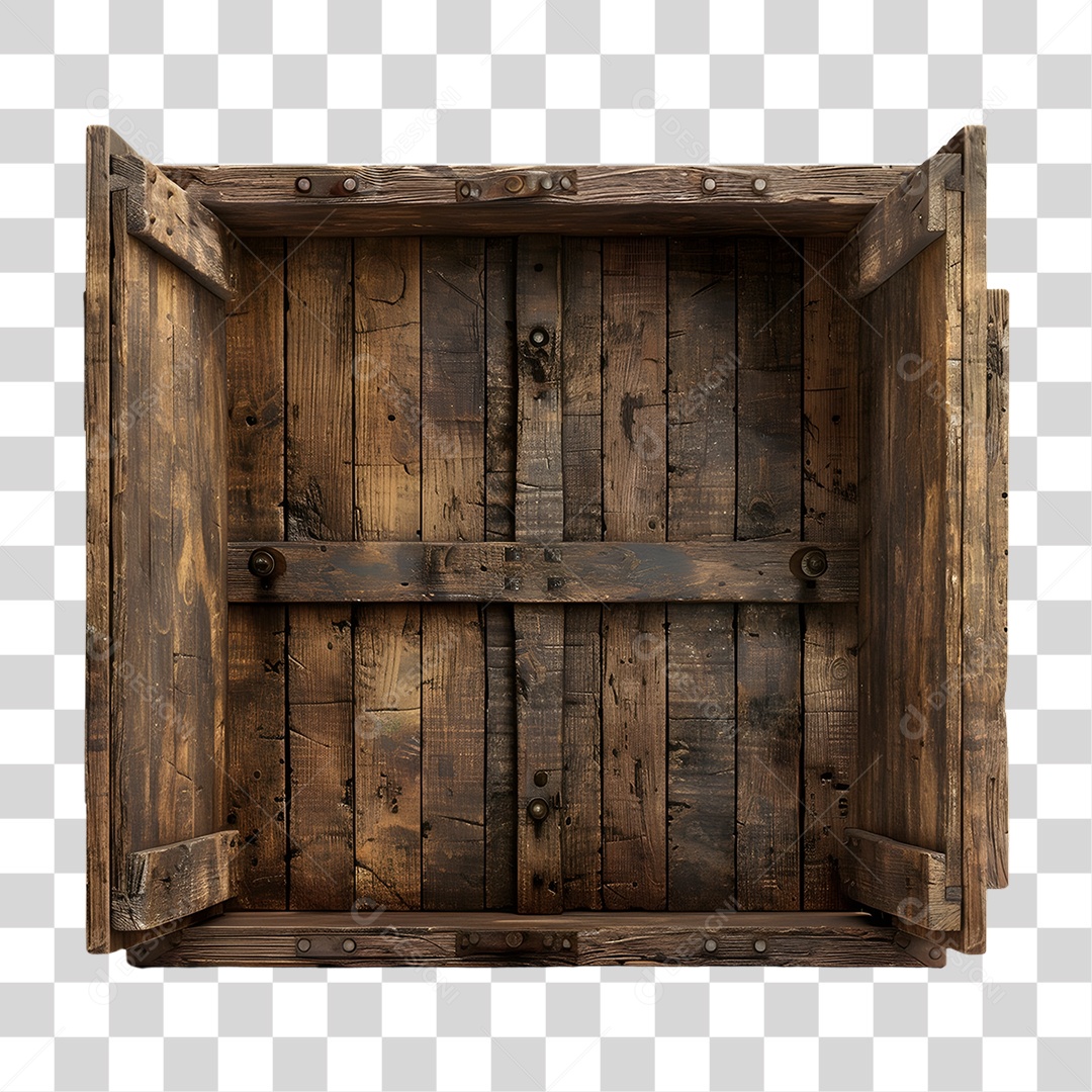 Janela Aberta de Madeira Elemento 3D para Composição PNG Transparente