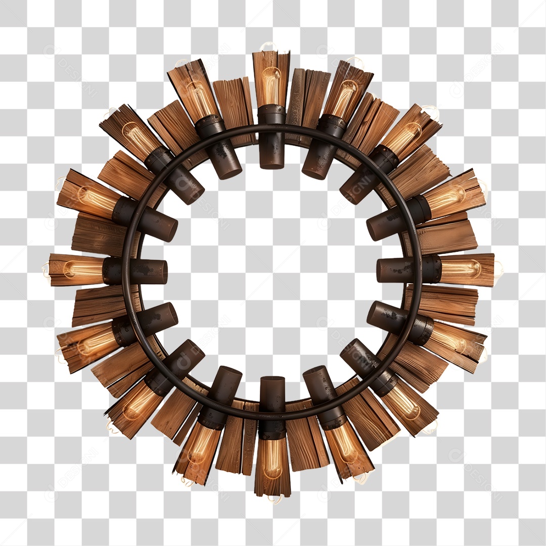 Placa de Madeira com Luminárias PNG Transparente