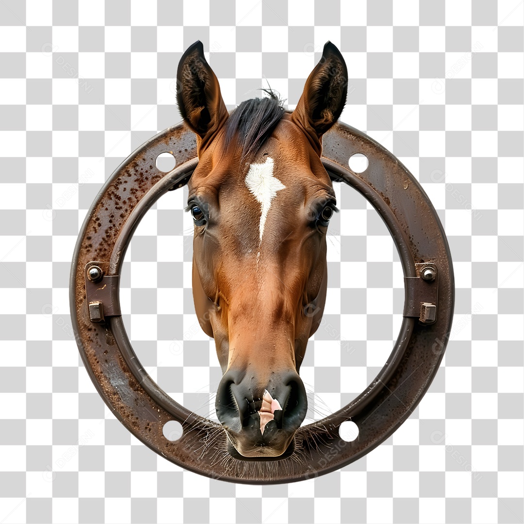 Metal Horseshoe with Transparent PNG Horse Image