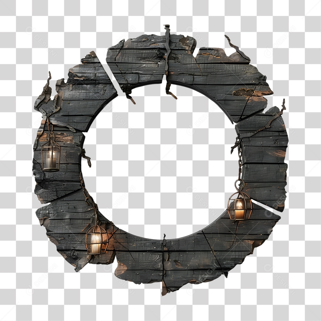 Placa de Madeira Circular Redonda Irregular PNG Transparente