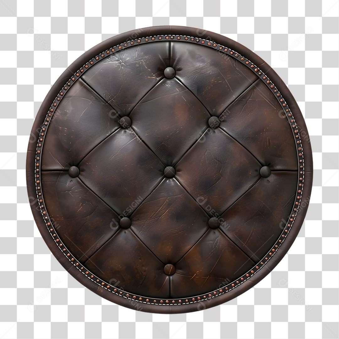 Placa de Couro Redonda PNG Transparente
