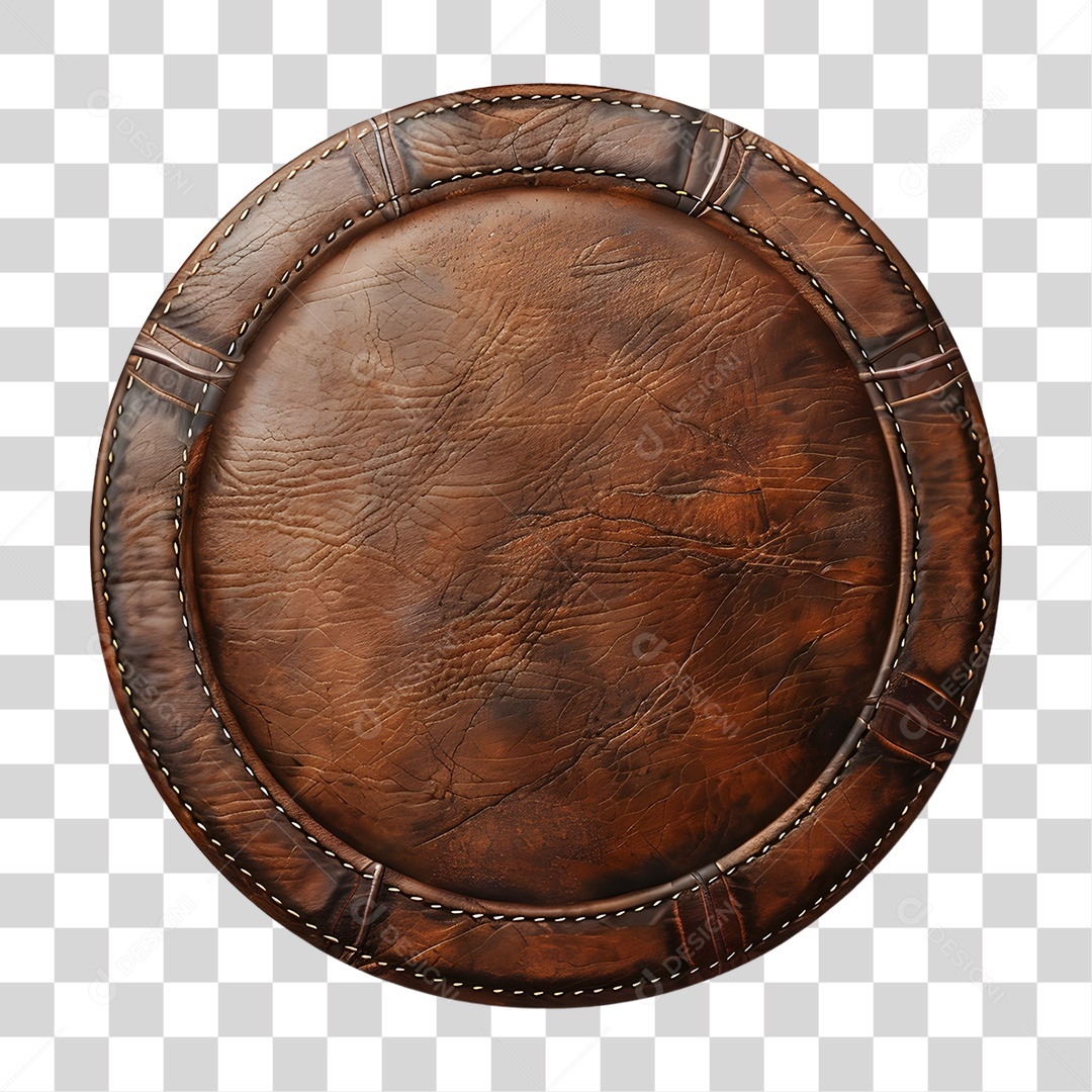 Placa de Couro Redonda PNG Transparente