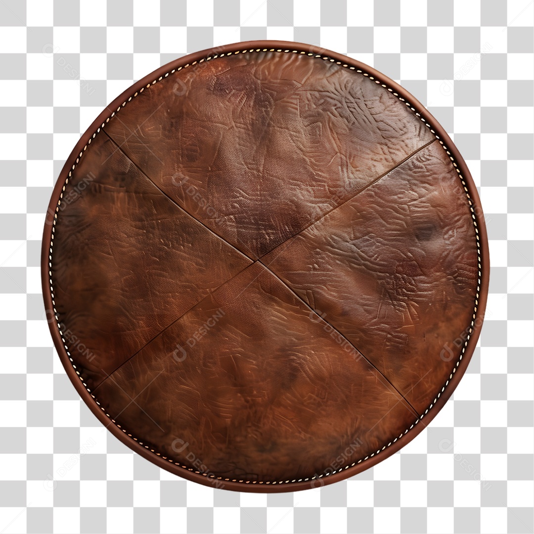 Placa de Couro Redonda PNG Transparente