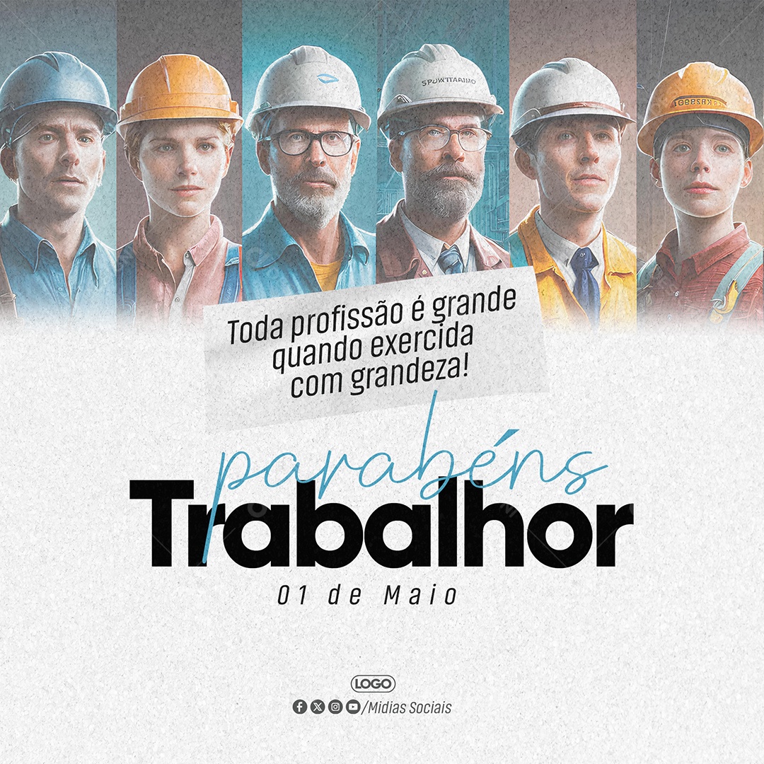 Dia do Trabalhador 01 de Maio Parabéns Social Media PSD Editável
