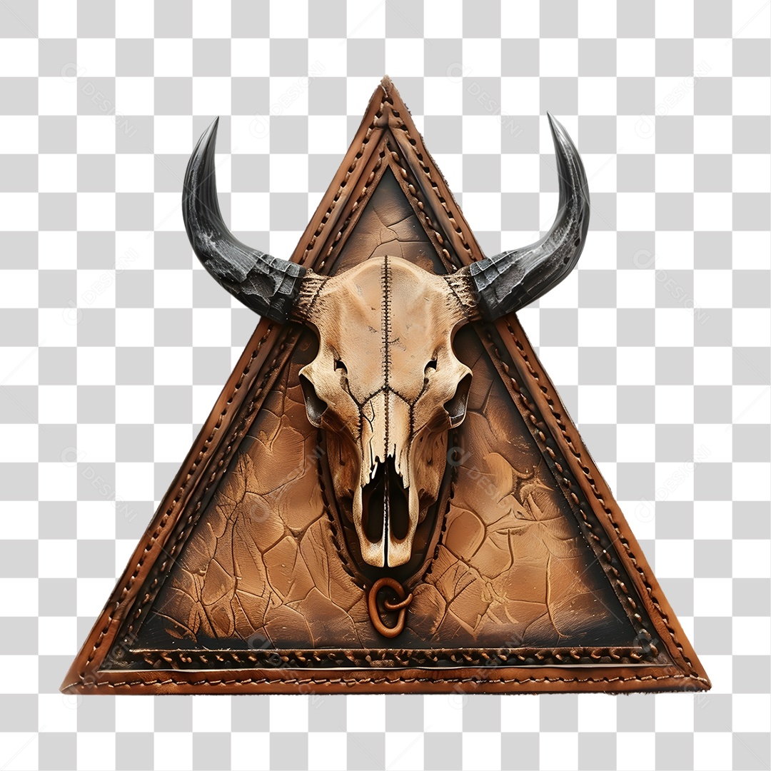 Triângulo de Couro com Crânio Bovino PNG Transparente